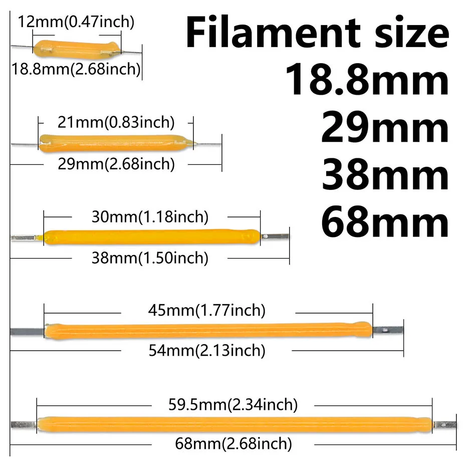 10 stücke COB LED Filament 18,8mm 29mm 38mm 54mm 68mm Edison-birne Lampe Teile DC 3V 12V 57V Glühlampen Dioden Zubehör – Detail 3