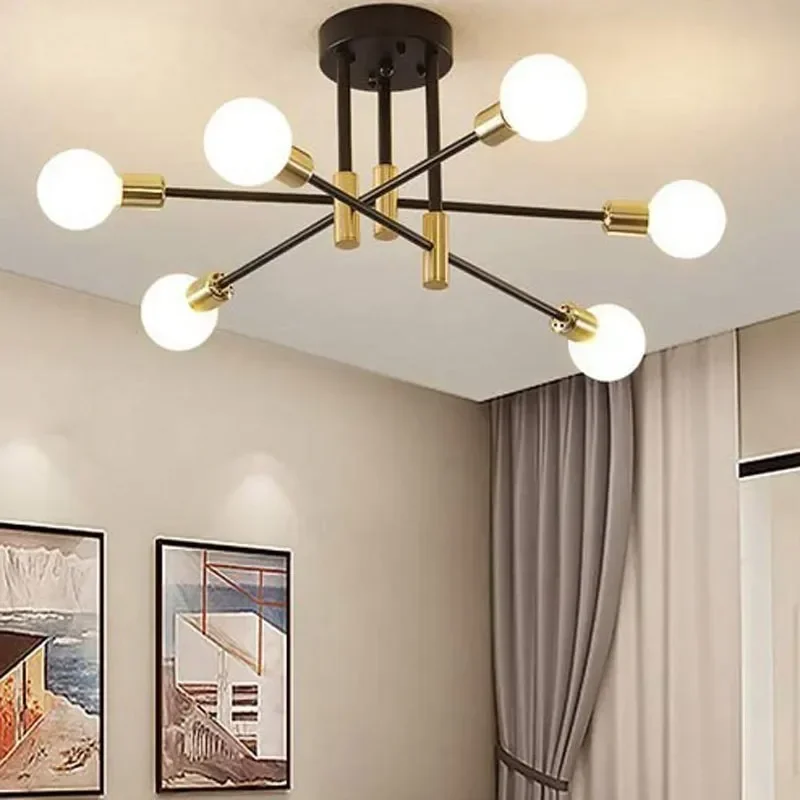 Modern LED Ceiling Chandelier 4/6 Heads Black Gold White Hanging Lamps For Ceiling Living Room Dining Rooms Bedroom Home Fixture