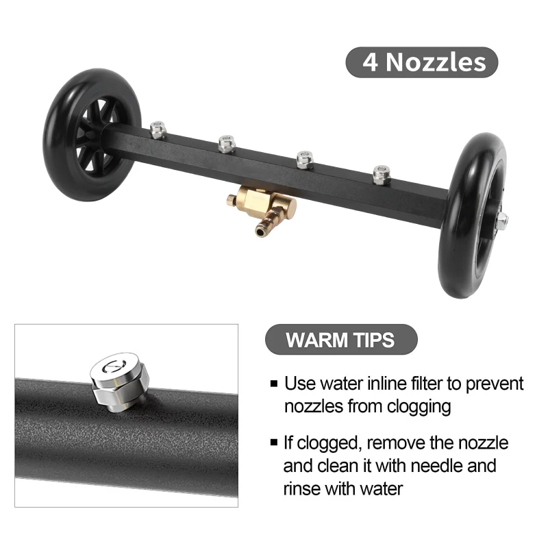 Water Broom for Pressure Washer Undercarriage Cleaner with 7 Nozzle Dual-purpose High-pressure Cleaner Pressure Washer Fittings