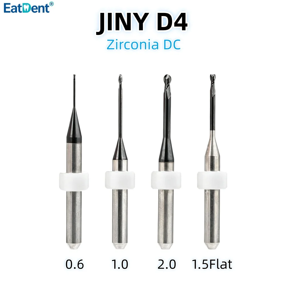 JINY Dental Milling Burs for Zirconia PMMA Lithium Disilicate/Emax D4 DC Coating CAD CAM Dentistry Lab Cutter Grinding Tools