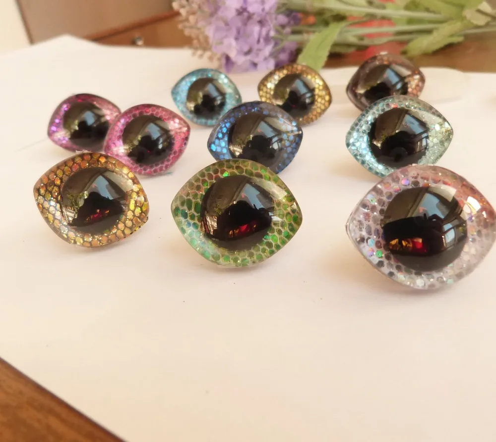 new 60pcs/lot 28x23mm Oval trapezoid plastic clear safety toy eyes doll findings+ glitter Nonwovens + washer--color option--sp