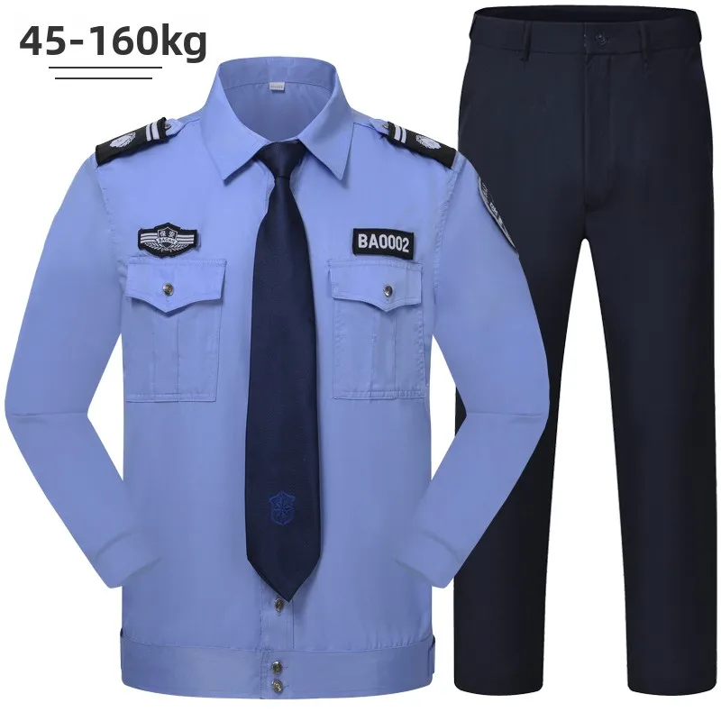 

plus Size Summer Blue Security Uniform Long Sleeve Thin Style Workwear Set New Style Top And Pants Cotton Blend Fabric for La...