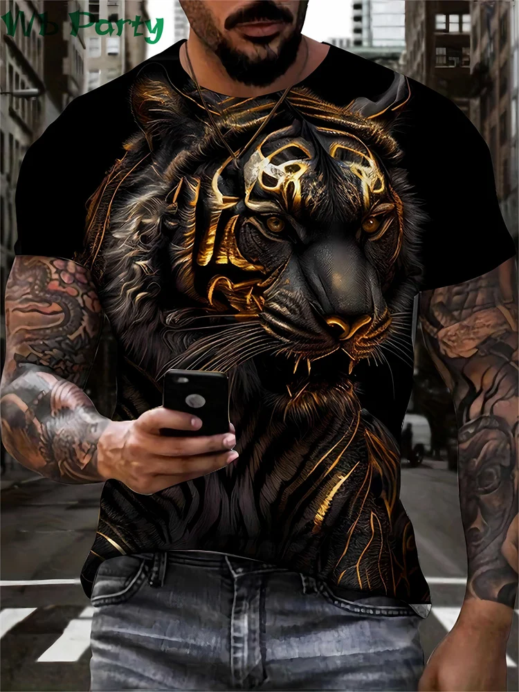 Tiger Print Clothes Men Graphic T Shirts 3D Print Men's Summer Clothes T-Shirt Man Short Sleeve Tee Tiger Shirts Graphic Tees