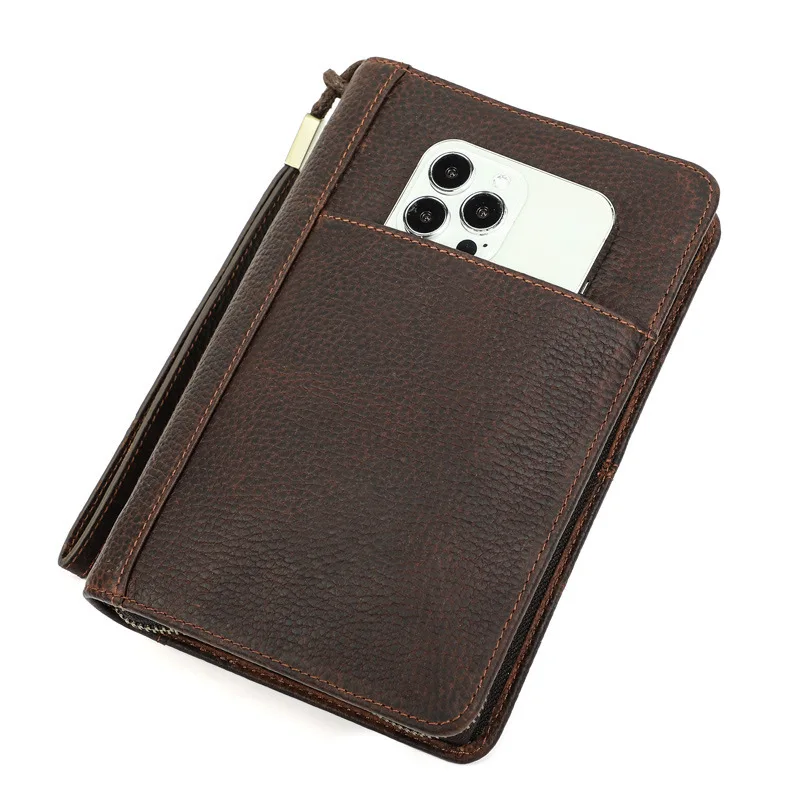 Fashionable British Style Top Layer Cowhide Wrangled Box Travel Portable Leather Set Five Cigar Utensils Storage Bag Men Wallets