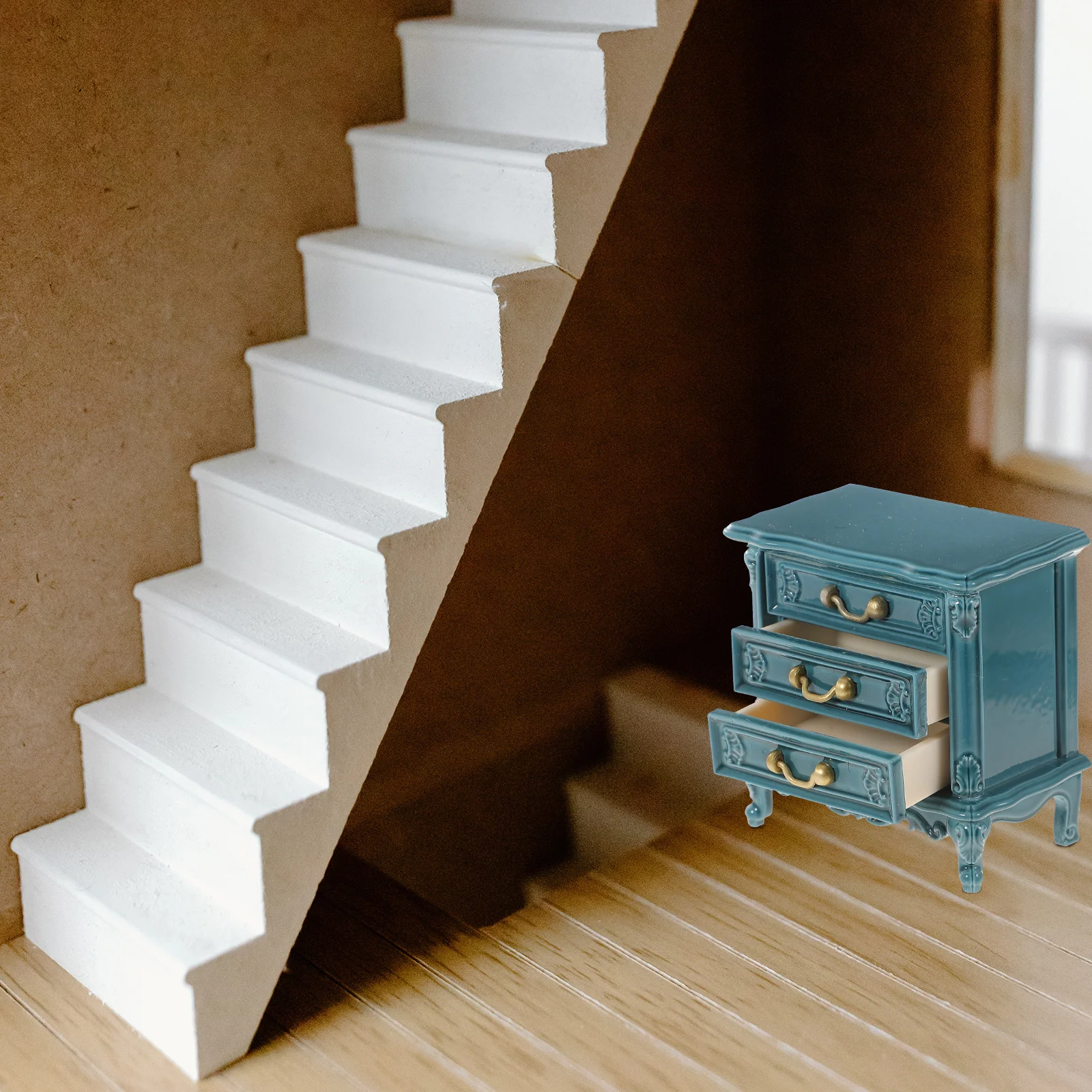 Miniature House เฟอร์นิเจอร์หน้าอกต่ําของเล่นมินิตู้ตกแต่งห้องเด็กเล่น PROP ปลอดภัย MINI House ห้องนอน