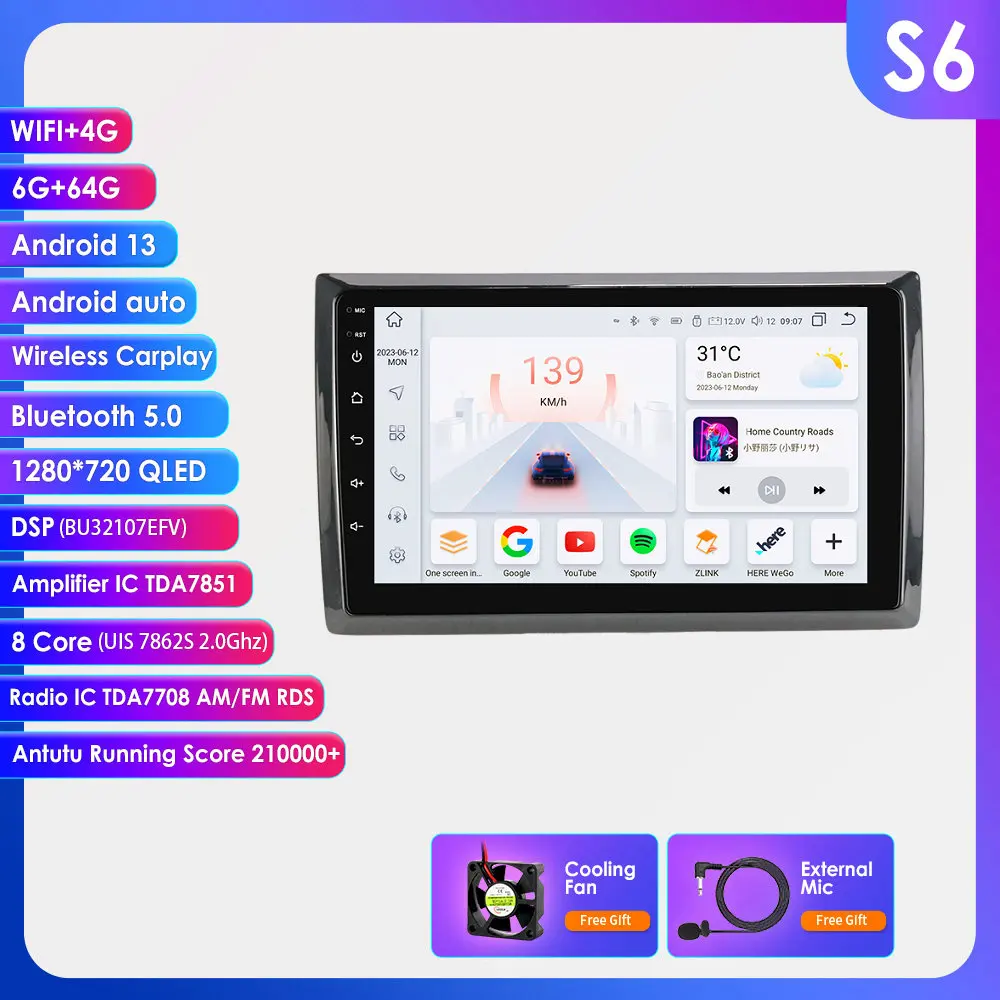Hizpo 9 inch autoradio voor VW Beetle A5 2011 - 2019 Draadloze Carplay Android Auto Multimedia Videospeler 2 DIN Radio Autoradio GPS Stereo Slimme Intelligente Systemen IPS Touchscreen Hoofdunit