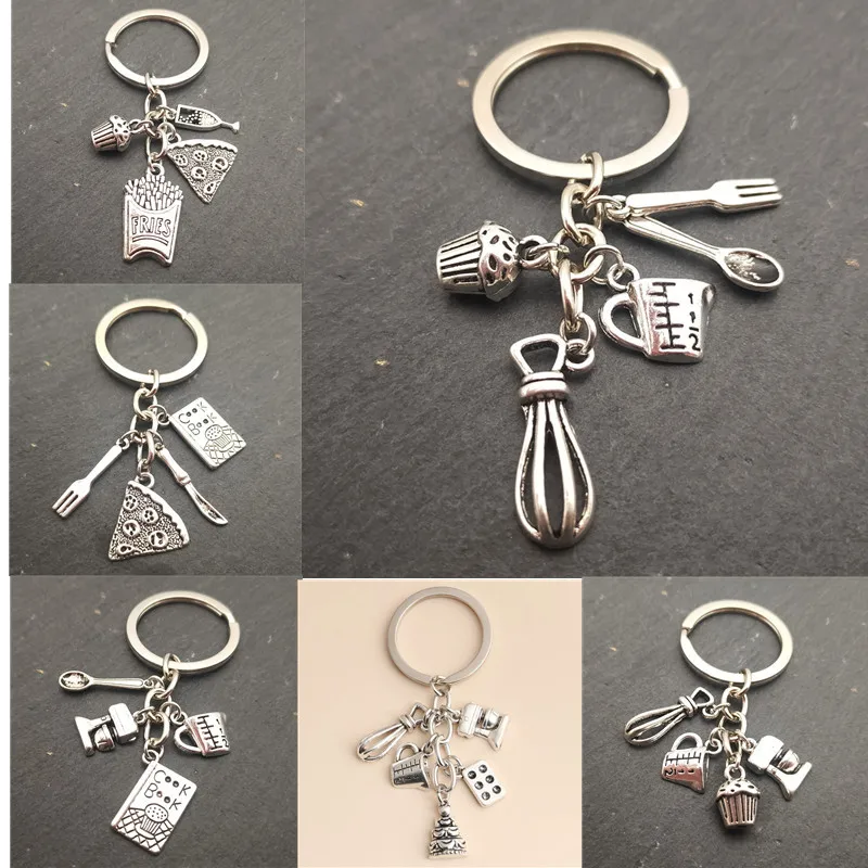 Cooking Cupcake Cookies Bread Cheese Pizza Fries Gourmet Food Chef Keychain