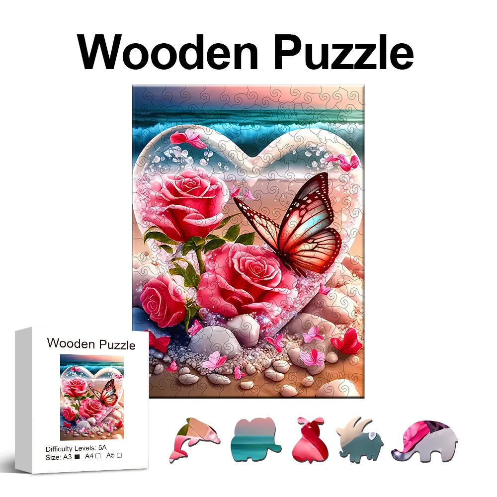 Love-Beautiful Wooden Puzzle for Jigsaw Lover, Uniquely Stress Relieves Toys, Christmas Birthday Gift Home Decor Family Game