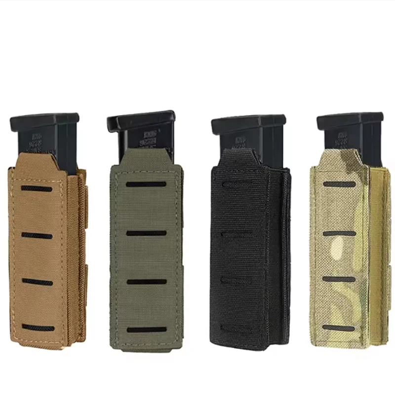 Outdoor Molle 9mm Magazine Pouch Single Mag Holder Universal Laser Cut Flashlight Pouch Knife Pocket Hunting Gear