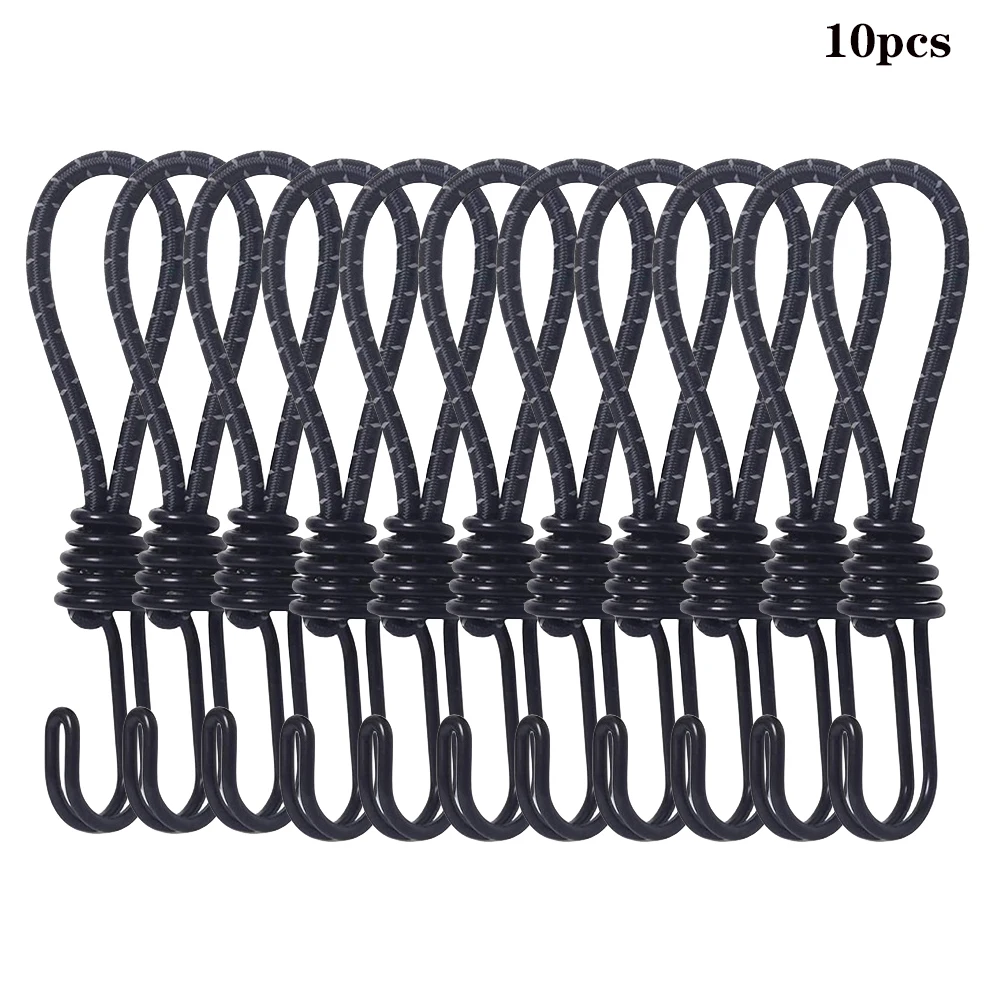 5/10Pcs Tent Elastic Rope Cord Hook Versatile Outdoor Camping Canopy Tarp Tent Fixing Cord String Carabiner Hooks Accessories