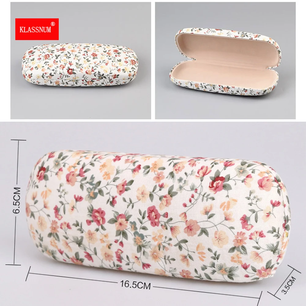 Retro Floral Glasses Case Flower Printed Cloth Reading Glasses Box Hard Eyewear Protector Women Optical Glasses Storage Case