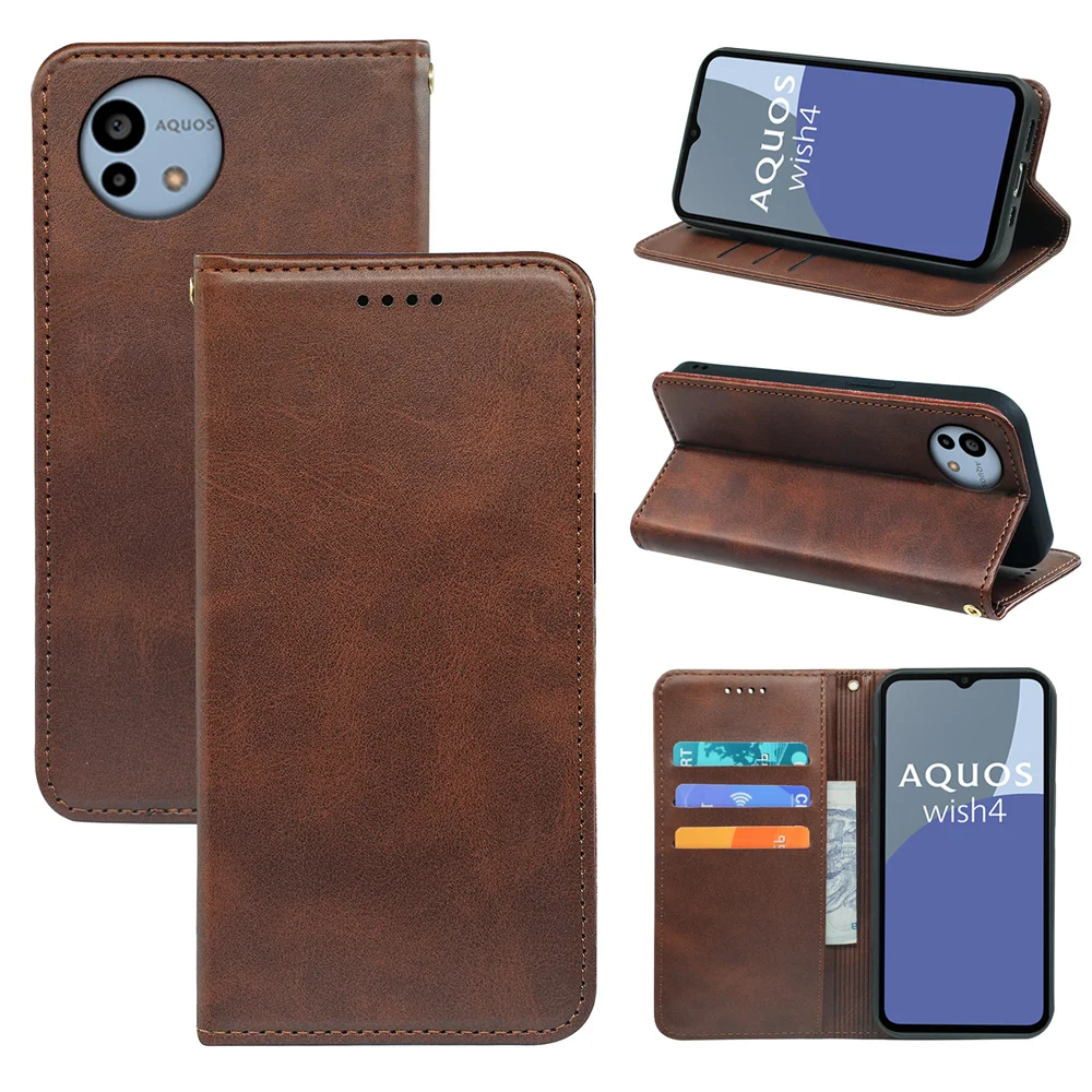PU Leather Wallet Men Magnetic Card Holder Flip Cover Shockproof Mobile Phone Case for Sharp Sense 7 Plus Phone Accessories