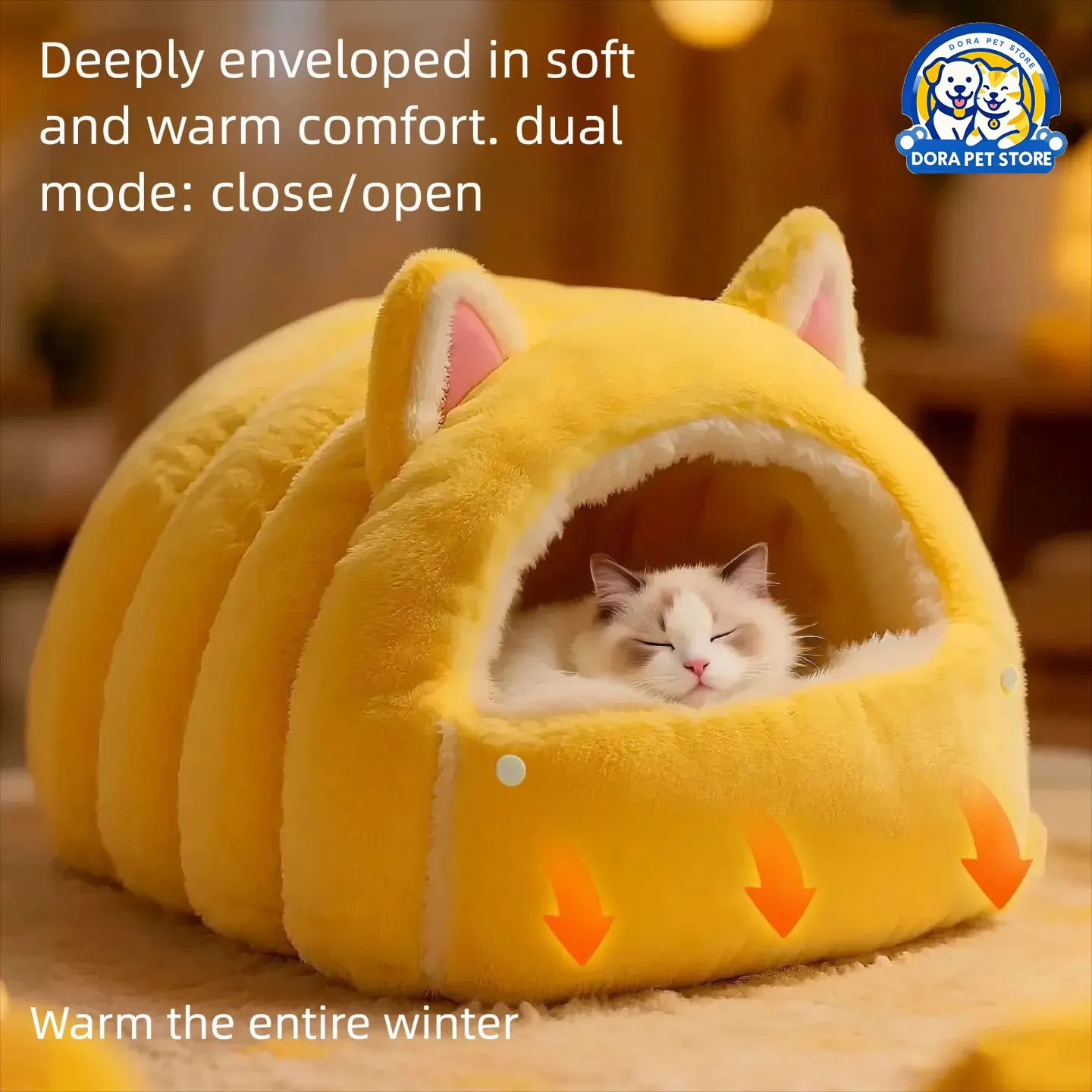 

Зимнее гнездо для кошек, утолщенное закрытое безопасное гнездо для сна для кошек, кровать для кошек, зимнее тепло, новый кошачий домик