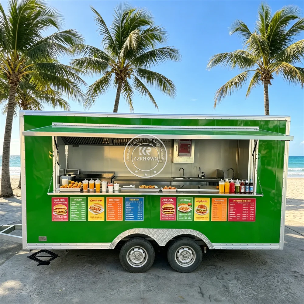 Customized Mobile Food Van Street Kitchen Trailer Startup Burger Pizza Truck Food Trailer With Complete Kitchen Solution
