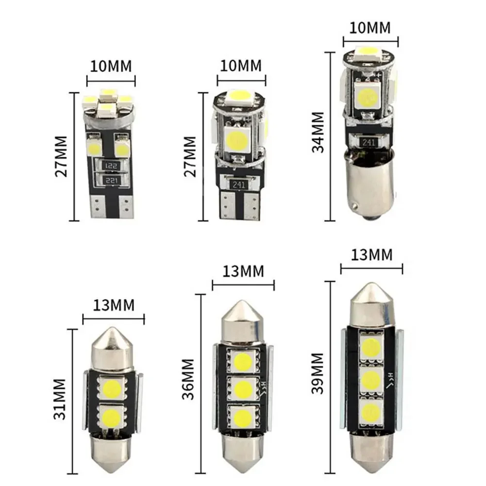 Bombillas LED para Interior de coche, luz blanca de 23 piezas, 5050 T10, Kit de luz de visión trasera, accesorios para automóvil