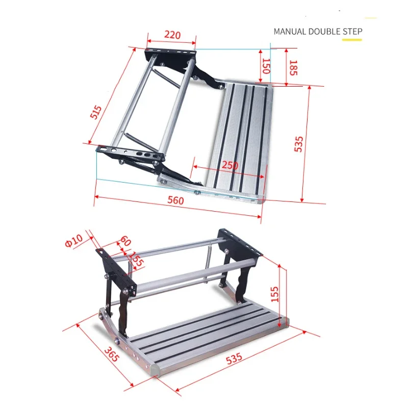 

Step Ladder Aluminum Alloy Non-Slip Camping Pedal Portable Manual Step Telescopic Single/Double Step Folding Ladder