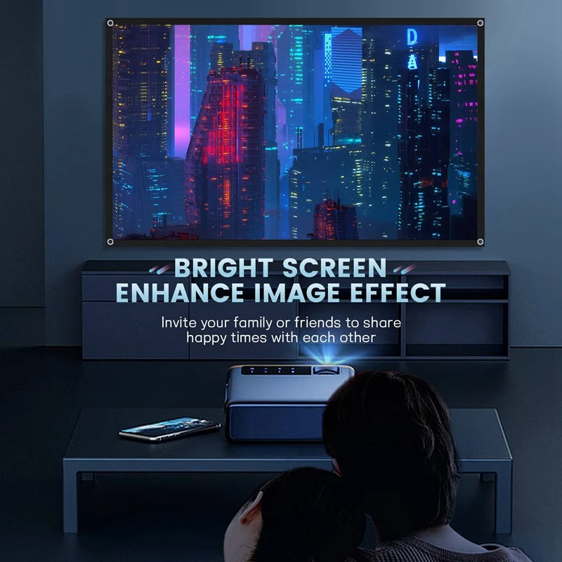 Écran de projection pour cinéma maison, HD, blanc, pliable, anti-pli