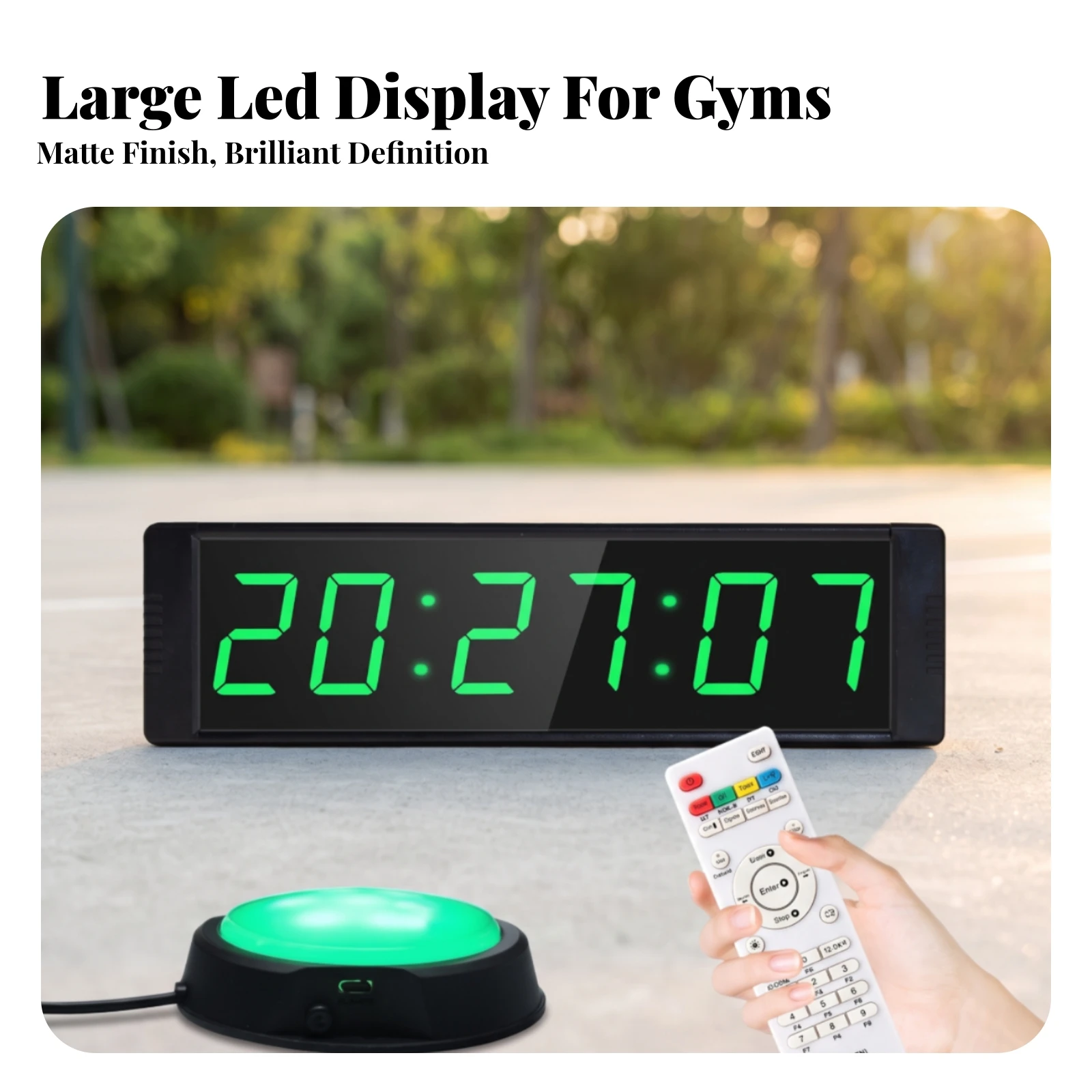 Digital Gym Timer with Wireless Controller Control Portable Workout Clock with Hand Tap Button Gym Timer with Wireless