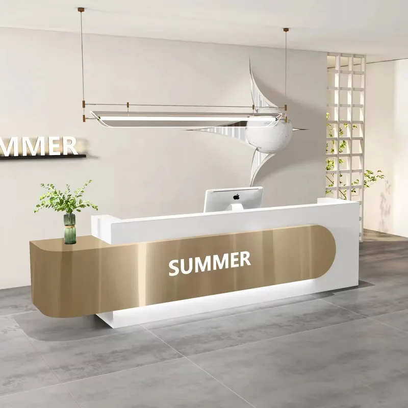 Beauty Salon Reception Desks Boutique Display Restaurant Green Reception Counter Specialty Events Rezeption Theke Furniture