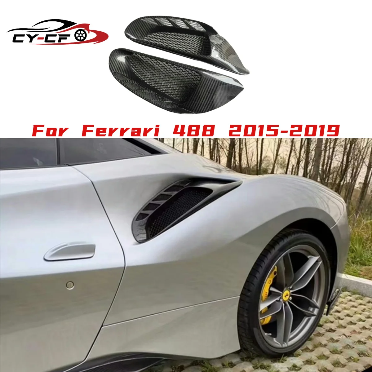 For Ferrari 488 GTB Spider Upgrades Dry Carbon Fiber Pista Style Rear Vent Rear fender vent Engine intake vent