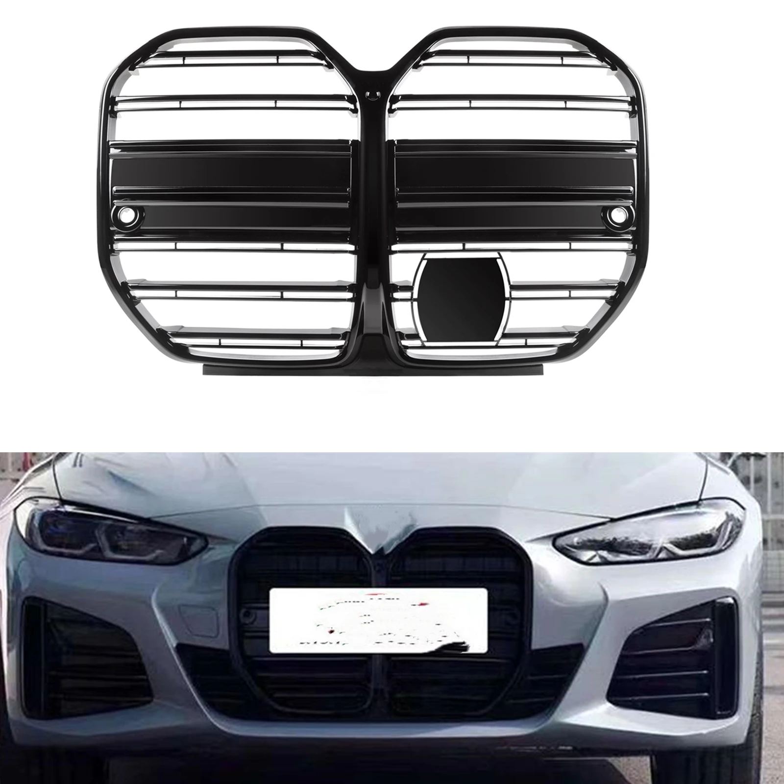 

Front Grille For BMW 4 Series G26 440i 2021-2023 4-Door Only 430i GT Style Black Upper Bumper Intake Hood Cover Mesh Grills Grid