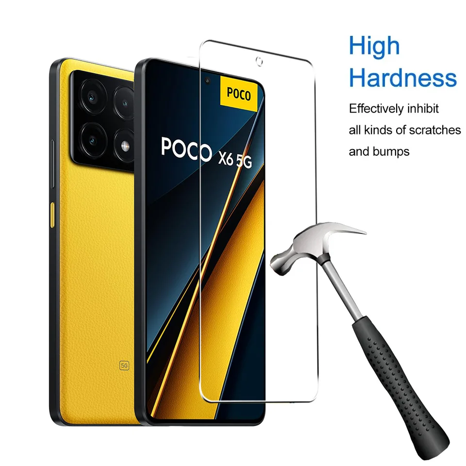 4 piezas vidrio templado para POCO X8 X6 X7 X5 X4 X3 F7 F6 F5 GT Pro, protectores de pantalla para POCO M7 M6 M5 M3 Pro 5G, vidrio protector 4