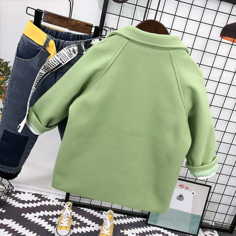 Korea Baby Boys Girls Winter Wool Jacket Coat Kids Woolen Windproof Outerwear Kids Ourdoor Clothes Children Thicken Warm Blazer