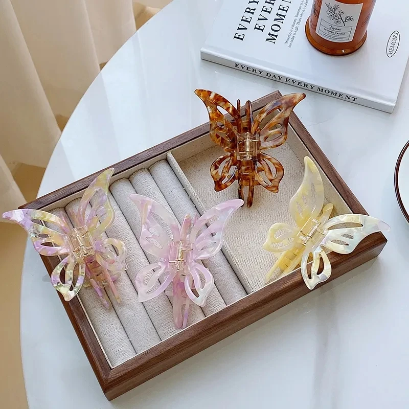 Lekki luksusowy klips do rekina z kwasem octowym 9.3CM z tyłu głowy do włosów z motylem szpilka do włosów Premium akcesoria do włosów spinka do włosów