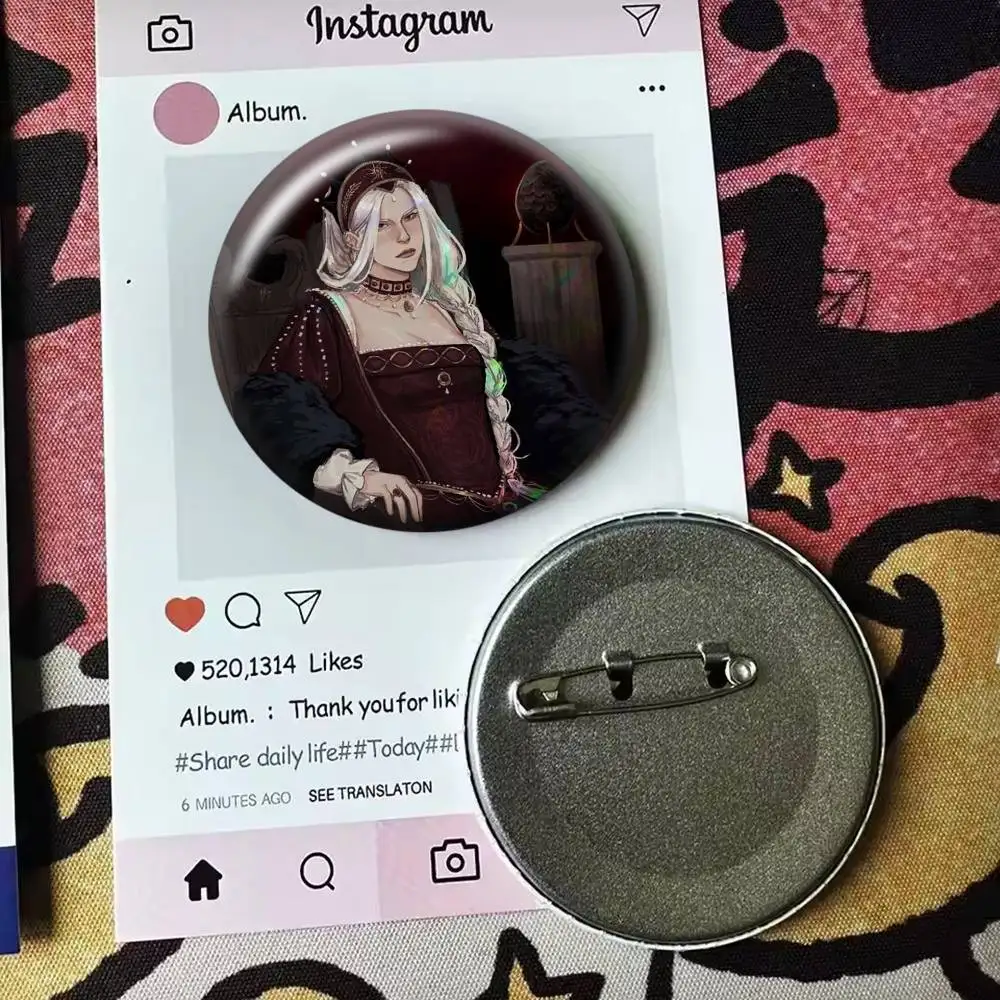 Rhaenyra Targaryen House of the Dragon   Badge 25 32 44 58 75 mm Round Fans Collect Friends Gifts Brooch Souvenir