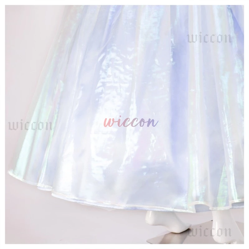 أزياء شريرة غليندا التأثيرية فستان الأميرة الأرجواني غليندا زي الساحرة للنساء والفتيات للحفلات التنكرية مع مجموعة كاملة من الشعر المستعار