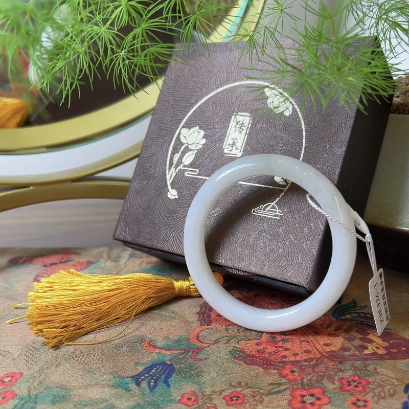 Hetian Jade, White Jadeite, Rough Round Bar, Large Ring, Warm Delicate, Fashionable And Versatile