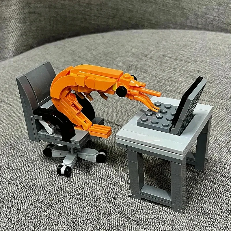 MOC Building Block Shrimp Model Doll Network Celebrity Creative Imitation Show Gift Christmas Gift