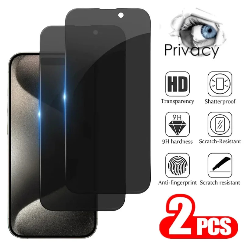 

2PCS Privacy Tempered Glass For iPhone 17 16 Pro Max 16Pro 16Plus Anti Spy Screen Protector For iPhone 16/15/14/13/12/11 Glass