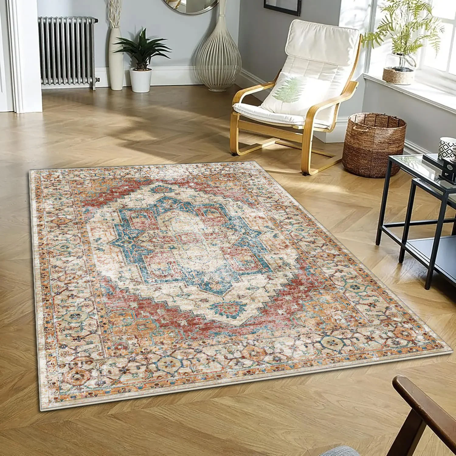 

Retro Bohemian Carpets for Living Room Decoration Sofa Rugs Fluffy Soft Bedroom Bedside Carpet Non-slip Lounge Coffee Tables Mat