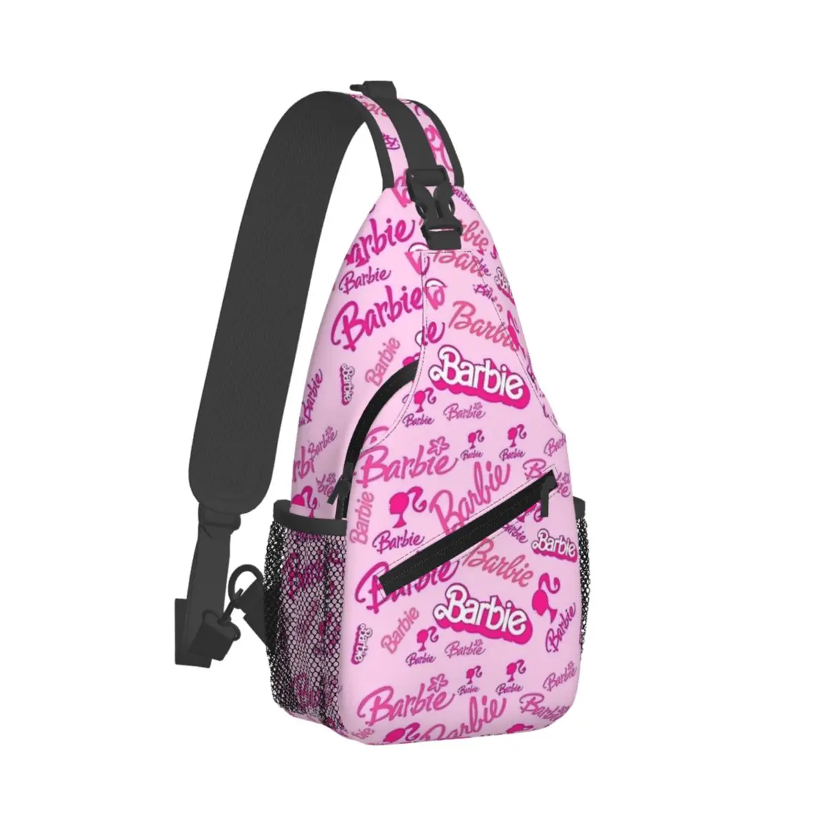 Bolsas crossbody sling para mulheres, logotipo barbie, bolsa peito rosa, mochila ombro menina, mochila para caminhadas, viagem, acampamento, cool