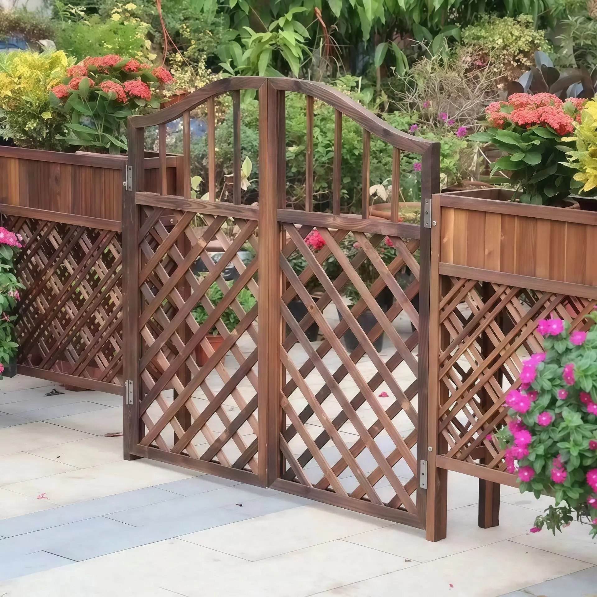 Anti-Corrosion Carbonized Wood Fence Weatherproof Outdoor Garden Border Landscape Wooden Guardrail for Yard Lawn Flower Bed