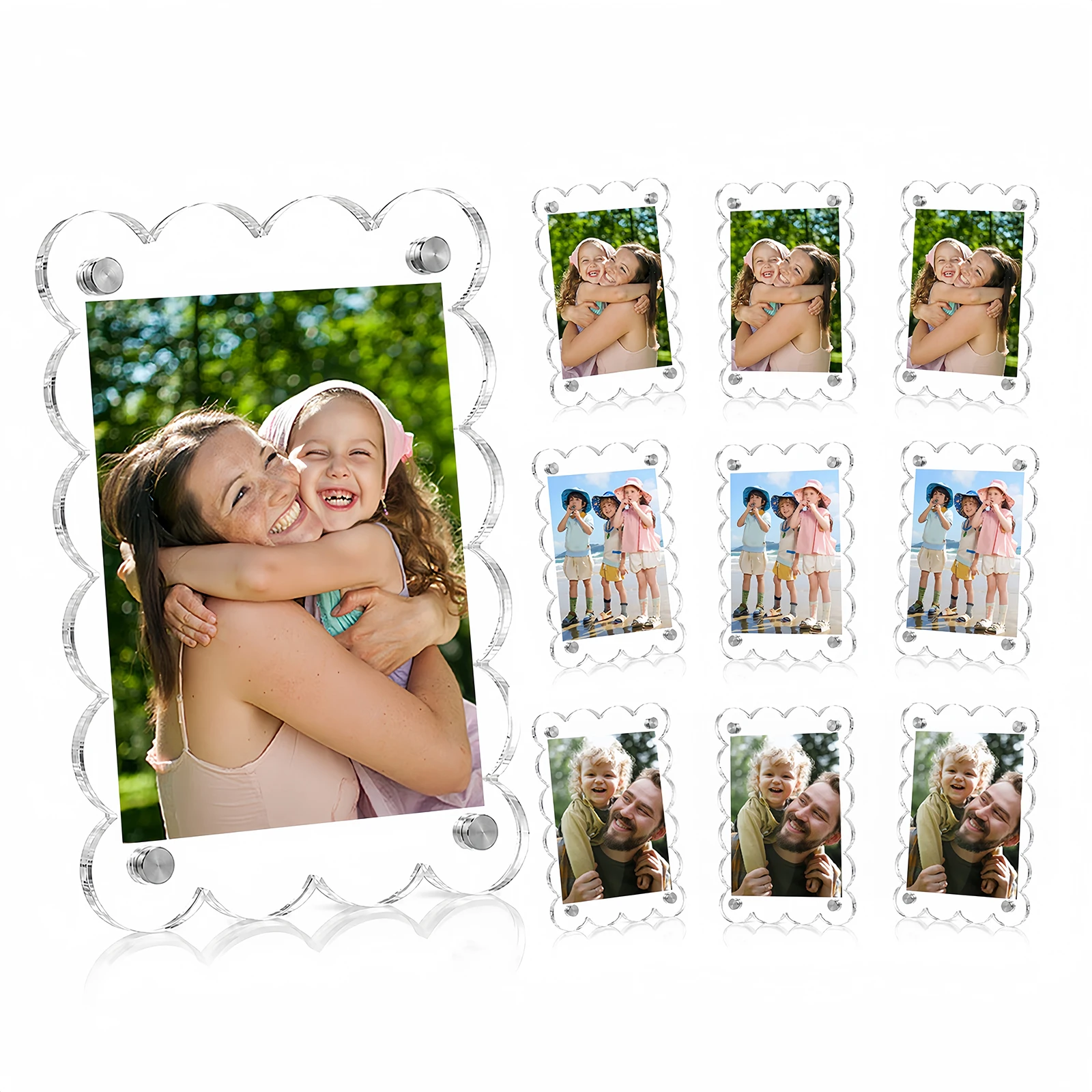Multi Pack Clear Acrylic Magnetic Photo Frames for Fridge, 2.6in X 3.7 in Mini Double-Sided Picture Holders