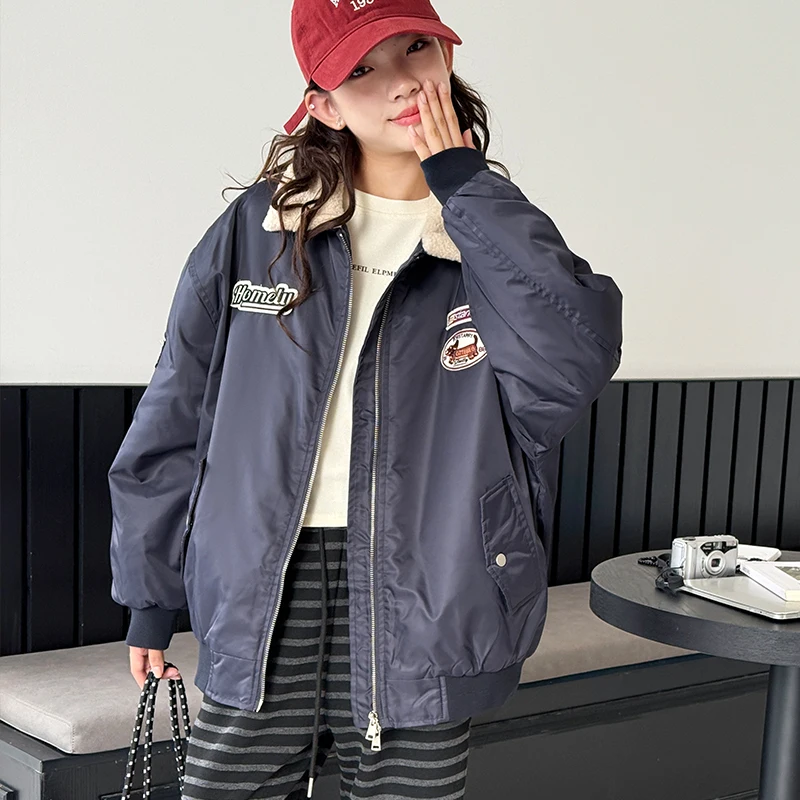 سترة شتوية مبطنة سميكة للفتيات، معطف قطني دافئ ودافئ، ملابس خارجية للأطفال الكبار #3