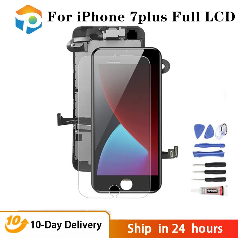 For iPhone 7 Plus Screen Replacement Black 5.5" Full Assembly LCD Display Digitizer with Front Camera Earpiece Sensors