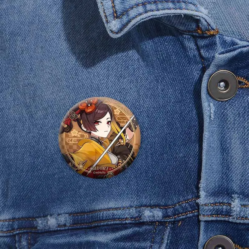 Juego de Anime Genshin Impact Klee Hu Tao Eula Nahida Chiori insignia lindo botón de dibujos animados Pin ropa mochila broche redondo Accesorios