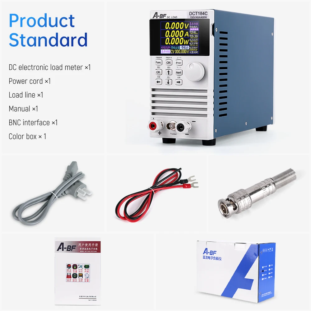 A-BF Digital Display Single Channel Electronic Load Meter DCT184C Color Screen Battery Capacity Tester Power 1-150V/0-40A/0-400W