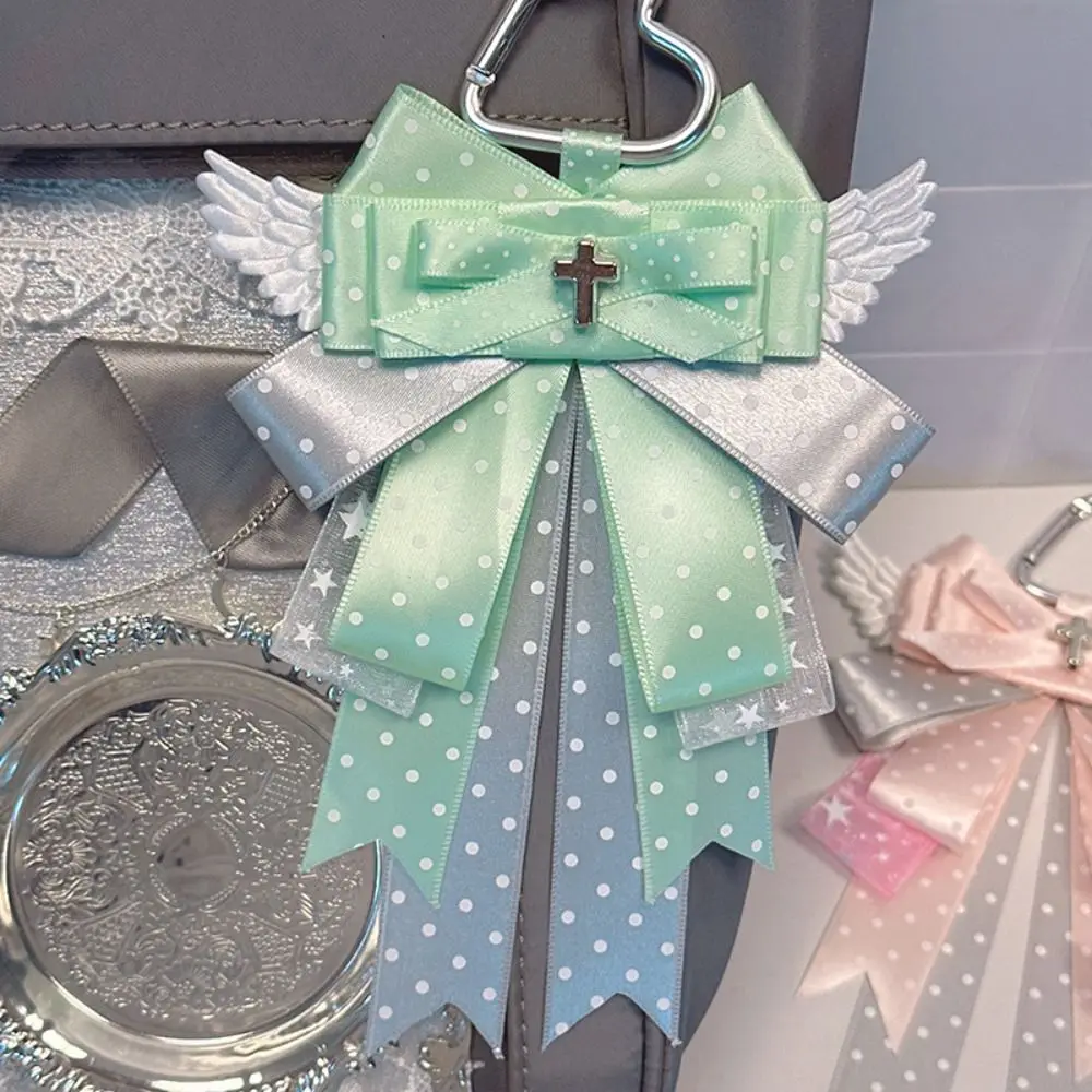 DIY Handmade Itabag Decoration Keychain Bow Design Cross Design Bag Pendant Double Layer Ribbon Kawaii Anime Periphery