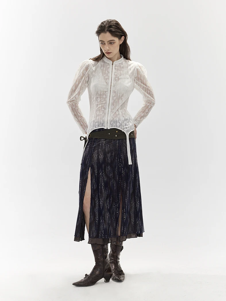 

Кардиган с эффектом похудения, белый, кружевной, винтажный, с открытыми плечами, с длинными рукавами, оригинальный дизайн от Jiuwu Park