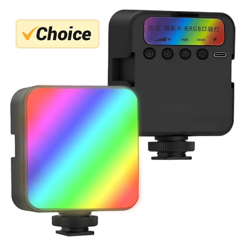 Pocket RGB Fill Light Portable LED Light Video Mini Fill Light For Camera Smartphone GoPro Laptop Selfie Adjustable RBG Lamp 