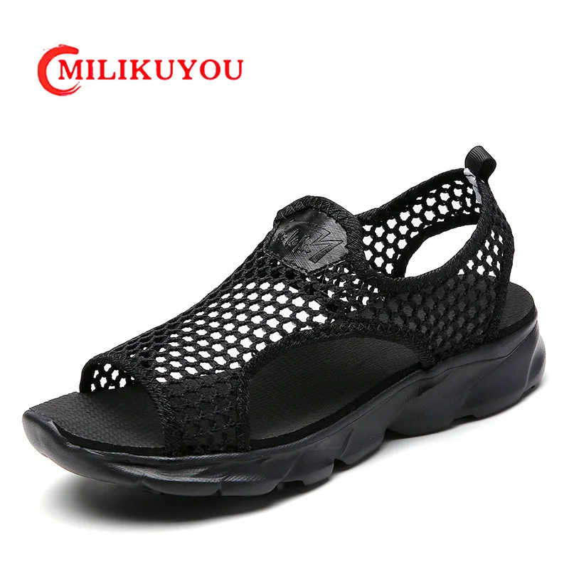 Women Slippers Sandals Woman Fish Mouth Lady Slides Fashion Breathable Mesh Mules Shoes Female Casual Platform Flip Flops 35-42