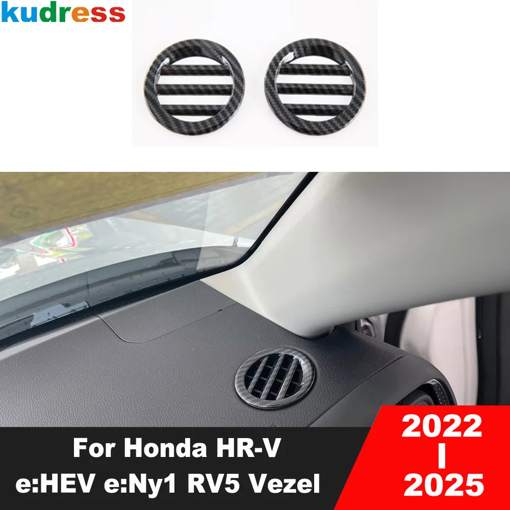 For Honda HR-V e:HEV e:Ny1 RV5 Vezel 2022-2024 2025 Carbon Car Front Upper Air Condition Vent Outlet Cover Trim Accessories
