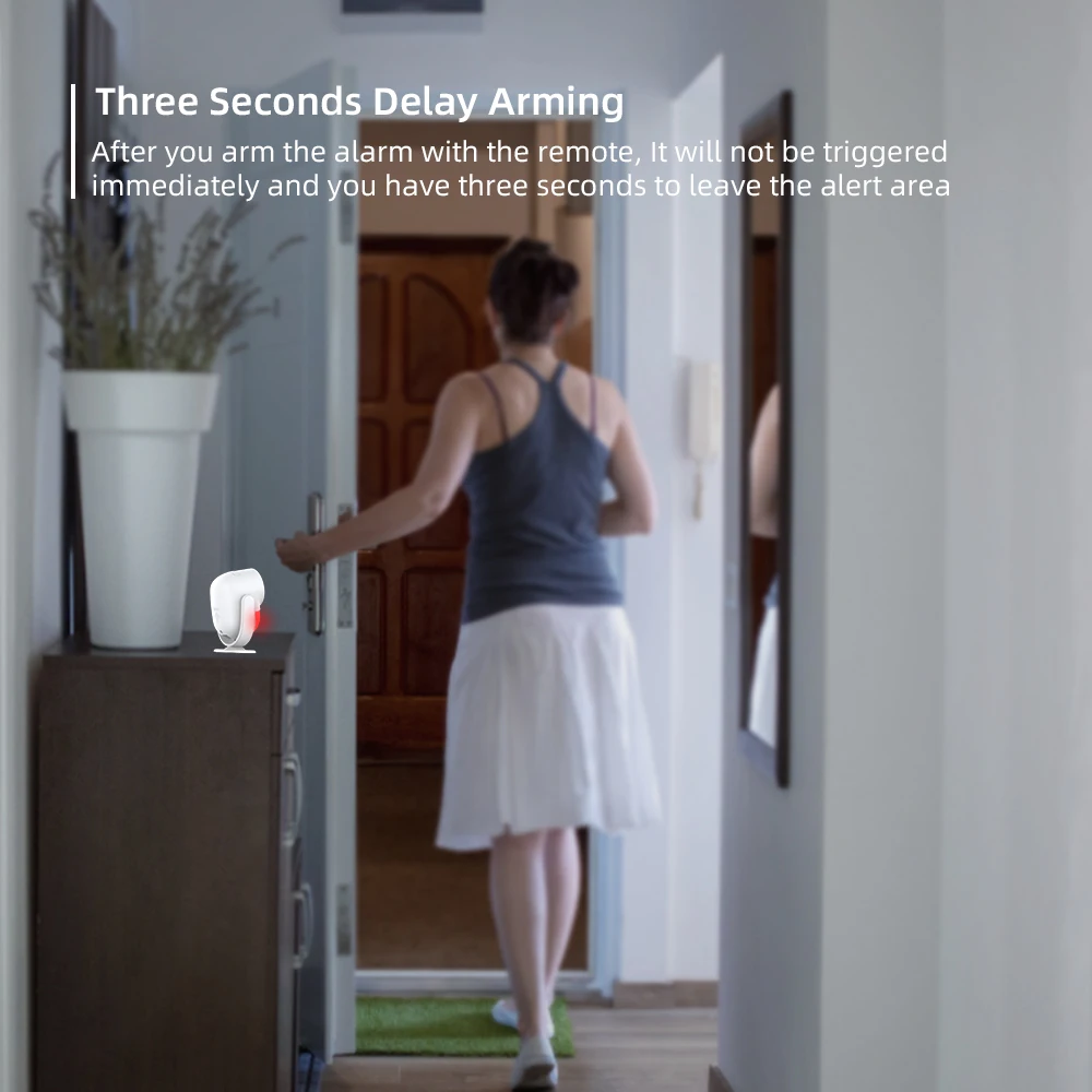 CPVAN Infrared Motion Sensor for Home Burglary Security Protection Wireless Motion Detector 125dB Sound with door sensor