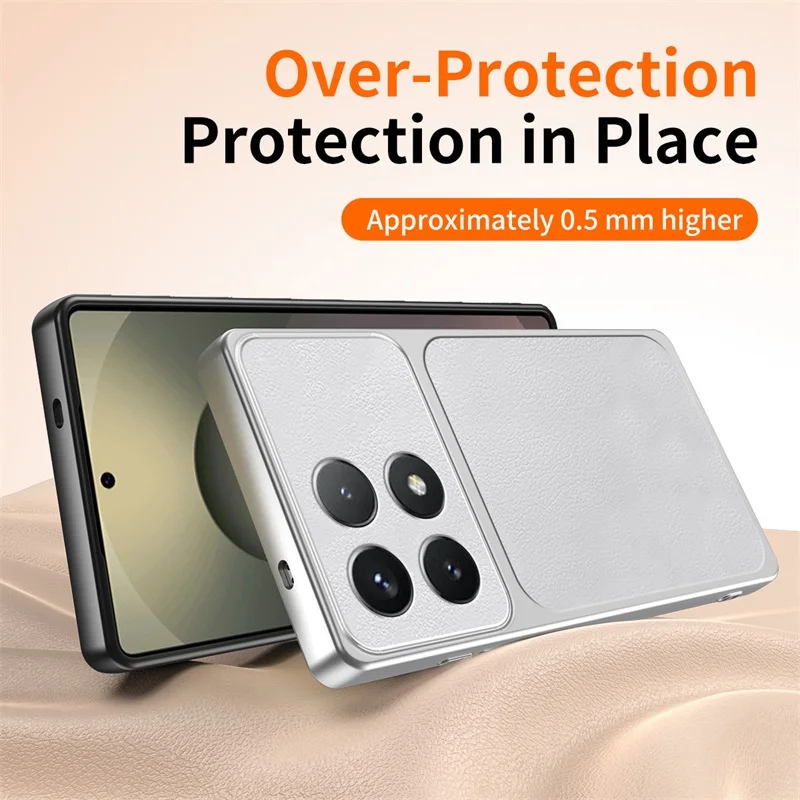 Classic Lychee-Textured Leather Ultra-Slim Cover for XiaomiK70 RedmiK70 Shock-resistant Matte with Camera Protection Phone Cases