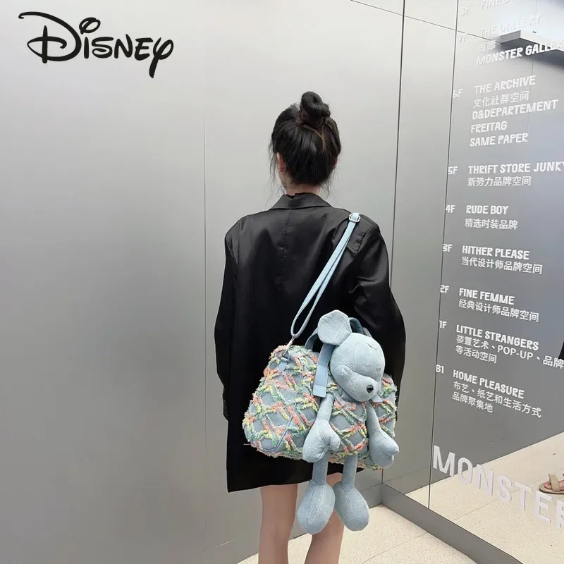 Disney-Bolso cruzado de Mickey para hombre y mujer, bandolera de tela vaquera de alta calidad, gran capacidad de almacenamiento, a la moda, novedad