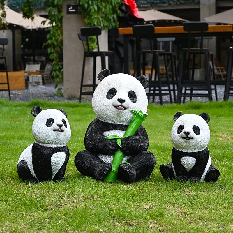 Villa courtyard garden decoration outdoor simulation panda ornament resin animal community garden landscape